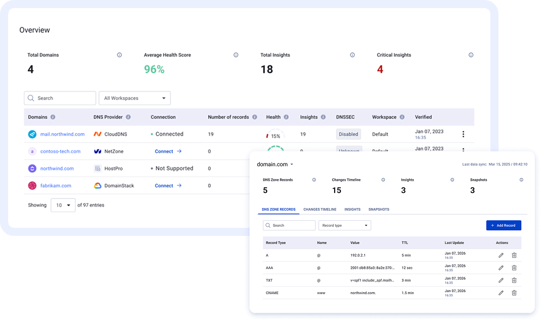 DNS Manager dashboard preview